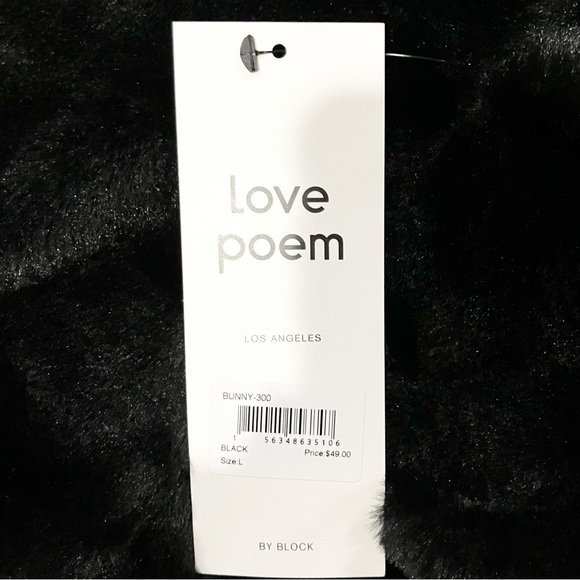 Love Poem By Block Black Faux Fur Cropped Cozy Fuzzy Teddy Bomber Jacket L NWT - Picture 9 of 11